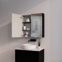 Matte Black Fluted Mirror Cabinet 750